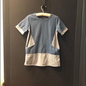 Girls a-line denim dress with pockets